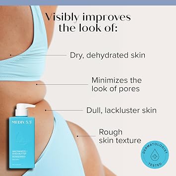 MEDIX Fragrance Free Niacinamide Face Moisturizer + Shea Butter Cream For Face & Body Lotion | Anti Aging Skin Care Firming Cream For Wrinkles, Dark Spots, Large Pores, 15 Fl Oz, 2-Pack