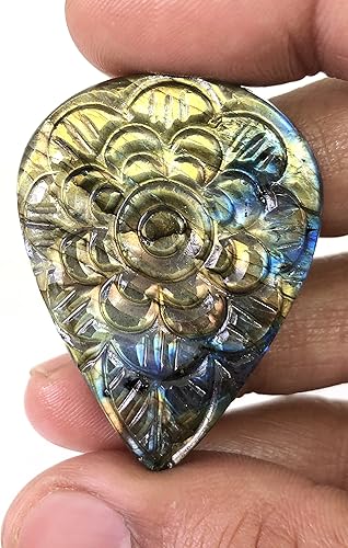 Miniatura 2 de Piedras de labradorita de 79.15 unidades – Tamaño 1.693 x 1.299 in de chakra natural pulido Reiki piedras curativas de bolsillo y piedras