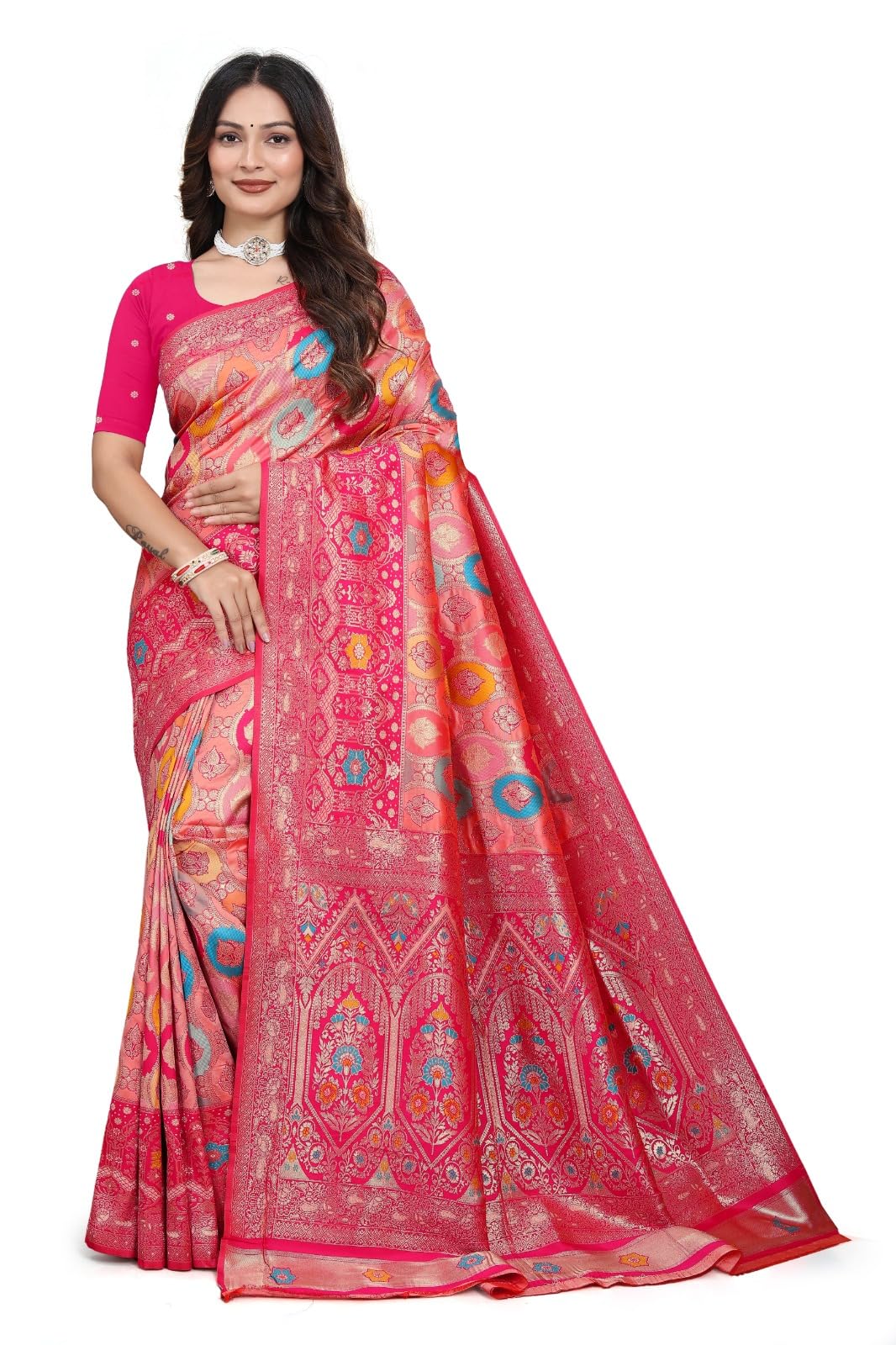Women's Patola Saree with Blouse Piece | Traditional woven Ethnic Saree for Festive, Wedding-image-48