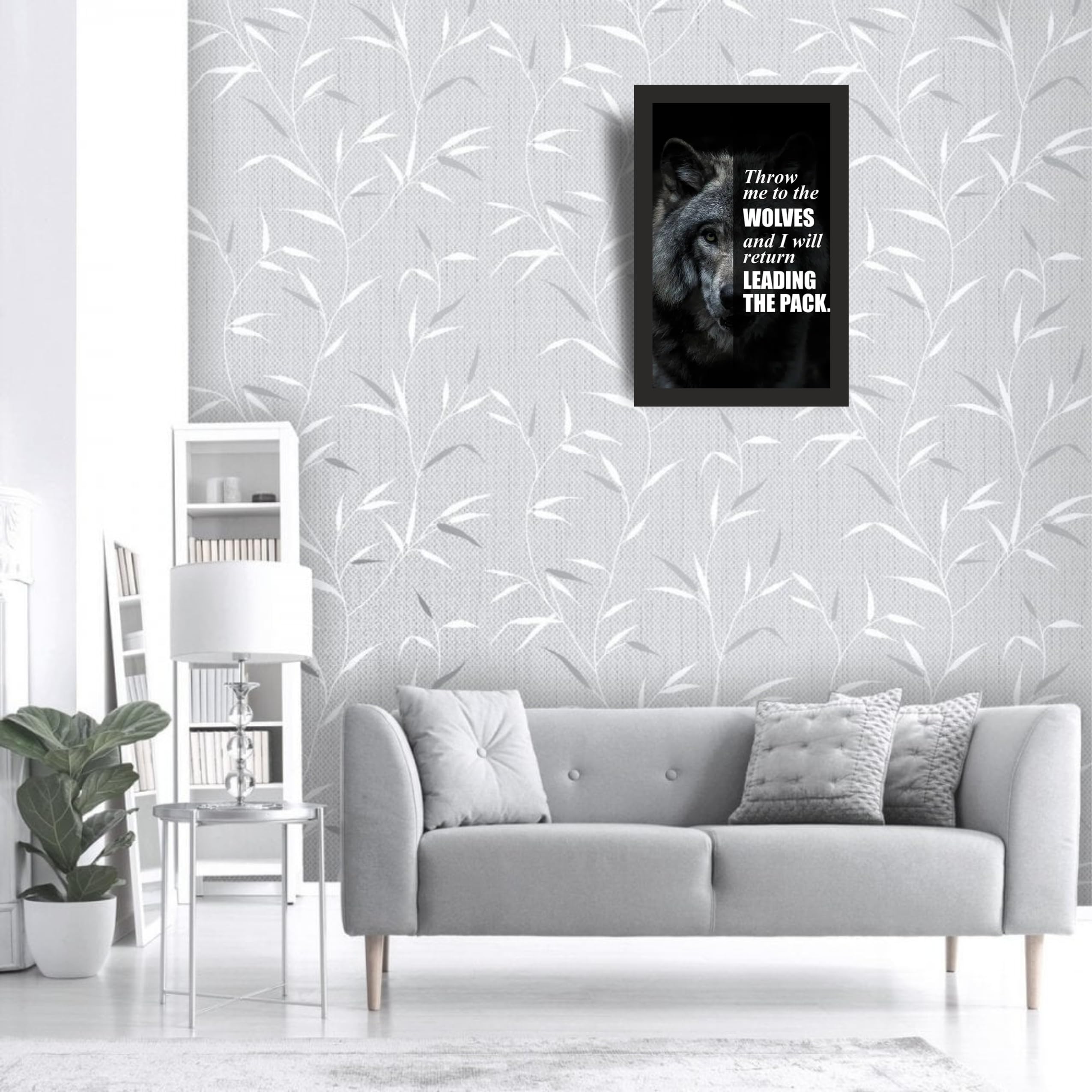 Throw Me to the Wolves Wall Art Photo Frame A4 Black