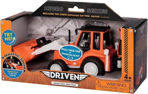 Driven by Battat – 7-Inch Backhoe Loader Toy with Lights & Sounds, Movable Parts, Construction Vehicle for Boys & Girls, Durable Design, Realistic Details, 3+ Years Toy for Kids - 5