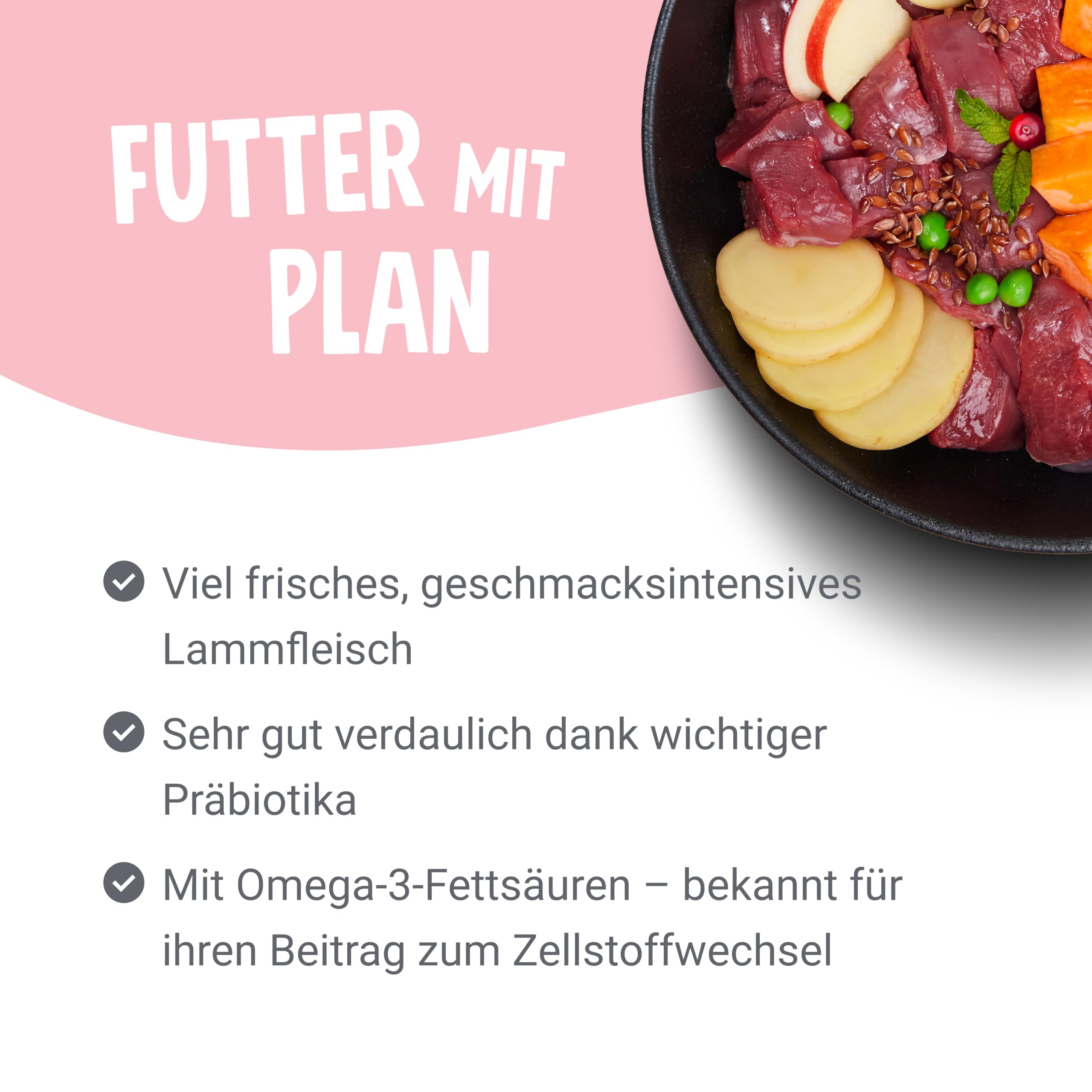 Pets Deli Classic Hunde Trockenfutter Lamm & Süßkartoffel, monoprotein, leicht verdaulich, mit Präbiotika & Omega-3 Fettsäuren, getreidefrei, ohne Zucker, 2kg, Premium Qualität