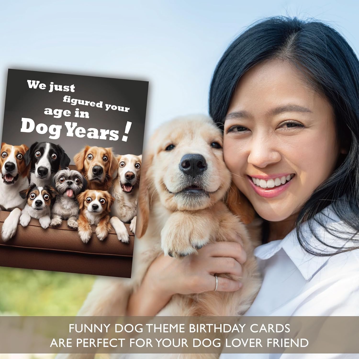 Gooji 5x7 Dogs Birthday Card, Funny Humorous Cute Card for Wife Husband Teenage Young Boy Girl Men Women Adult, Golden (Age) - Image 7