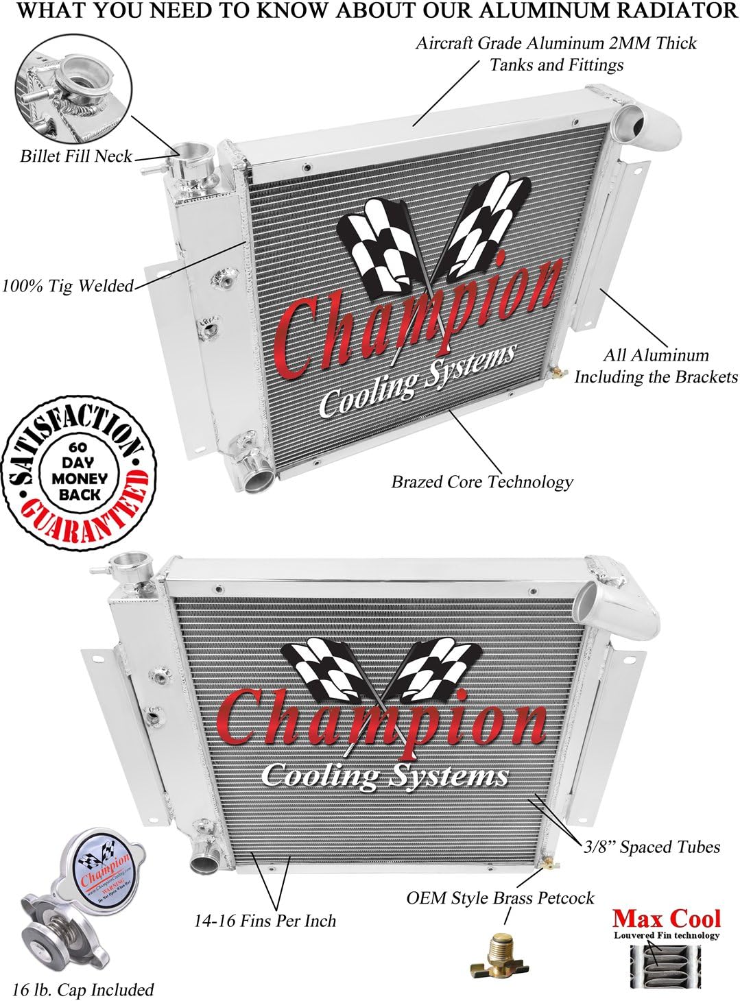 Champion Cooling, International Scout-Pick-Up 3 Row All Aluminum Radiator CC7180