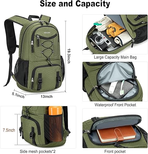 Miniatura 3 de Nerlion - Mochila de viaje ligera y plegable de 35 litros para hombres y mujeres, para campamento, impermeable, al aire libre, senderismo, color