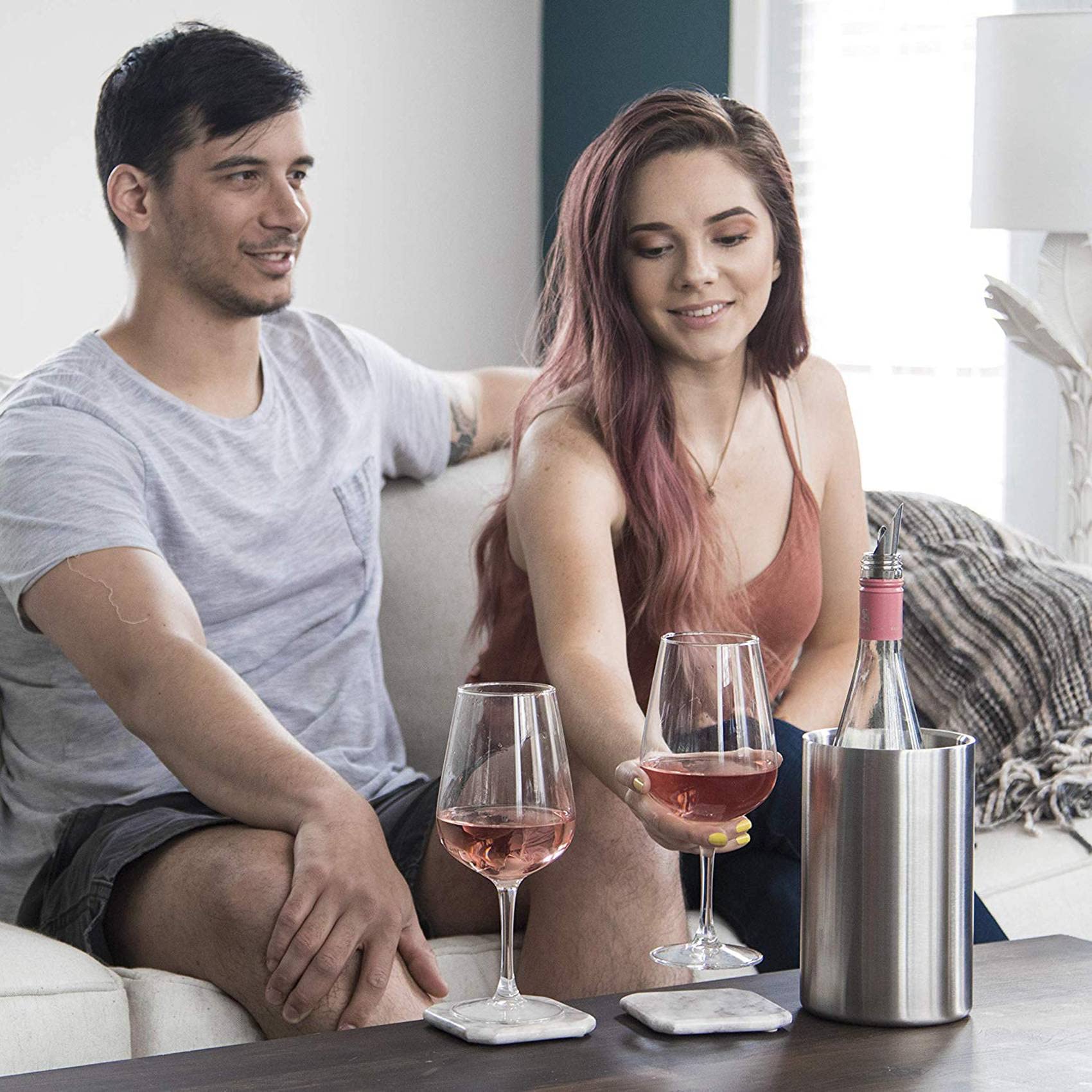 Isolierter Weinkühleimer mit Weinbelüfter, passend für 750 ml Weinflaschen, hält Wein kalt, 3 Stück