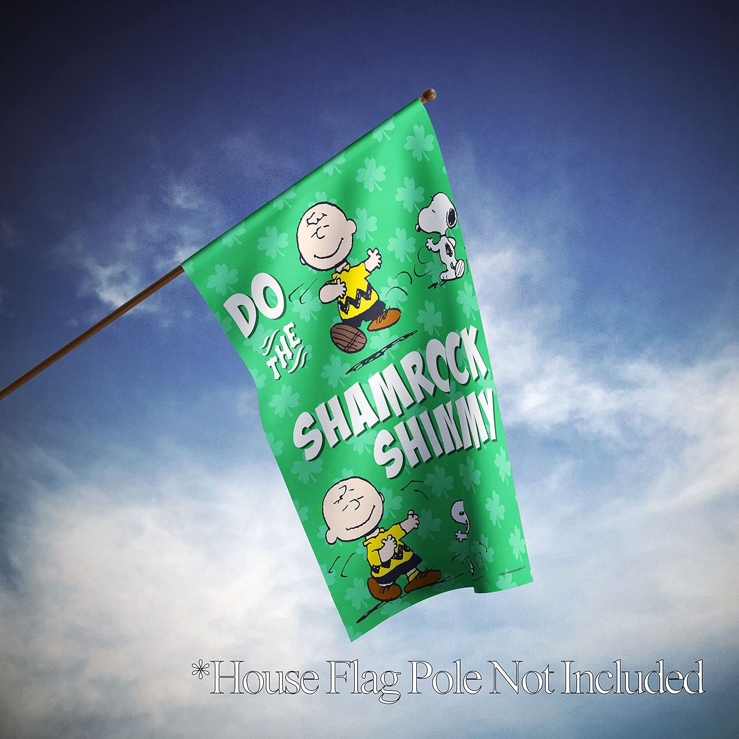 Flagology.com, PEANUTS®, PEANUTS® Shamrock Shimmy – House Flag 28" x 40", Officially Licensed PEANUTS®, St. Patrick's Day