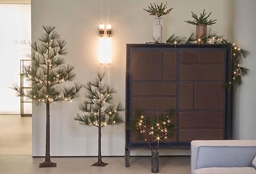 Miniatura 8 de Hairui Guirnalda de pino de Navidad iluminada de 6 pies con temporizador, guirnalda con luces alimentada por USB y funciona con pilas para el hogar,