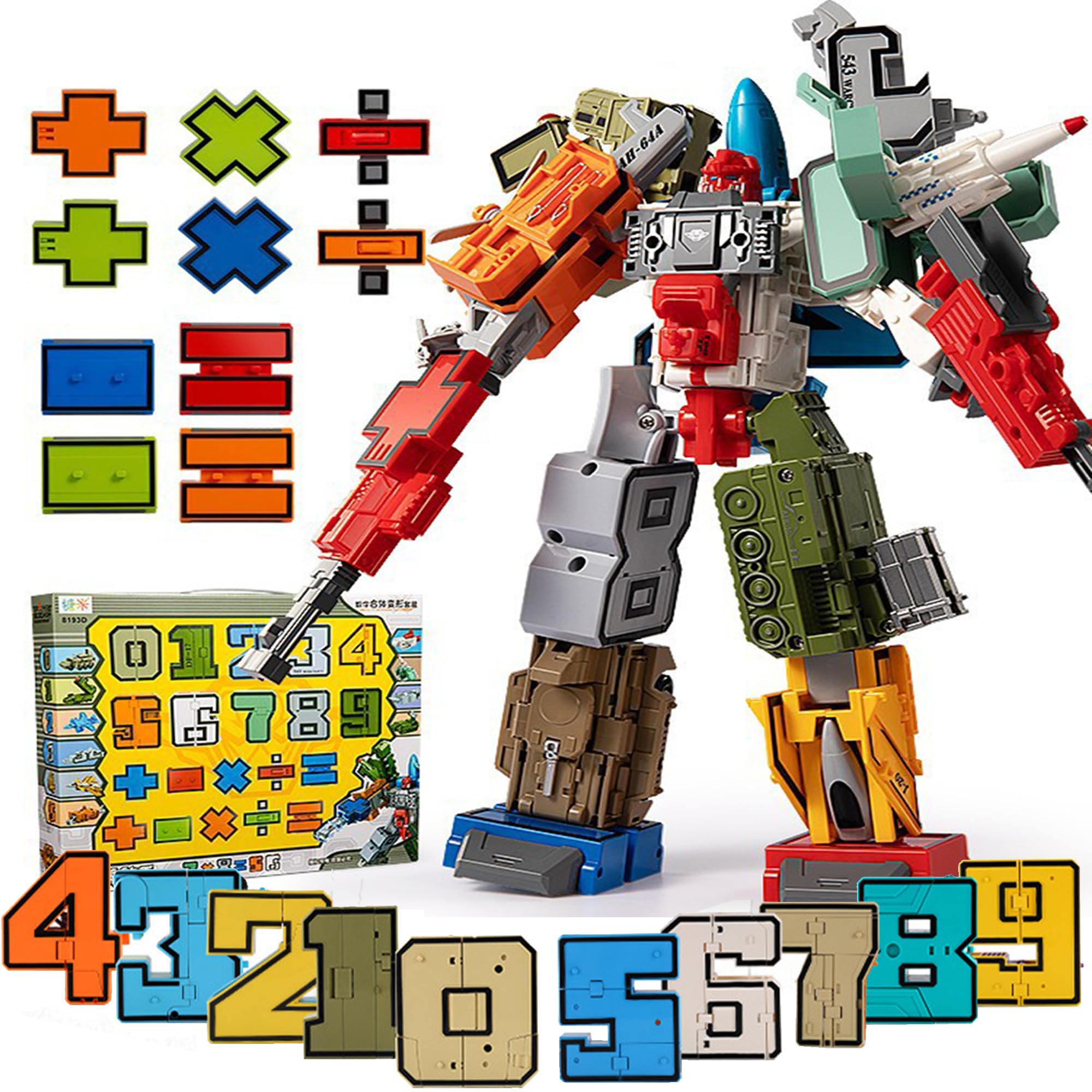 Number Transforming Robots, Transforming Toys for Birthday Gift, Building blocks, children's intellectual toys, gifts,Educational STEM Robot Toys 3-6 Years Kids Playing Learning (type 2 （0-9）)