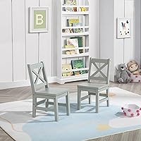 Vista 6 de eHemco Silla infantil con respaldo en X de madera maciza, color café, juego de 2