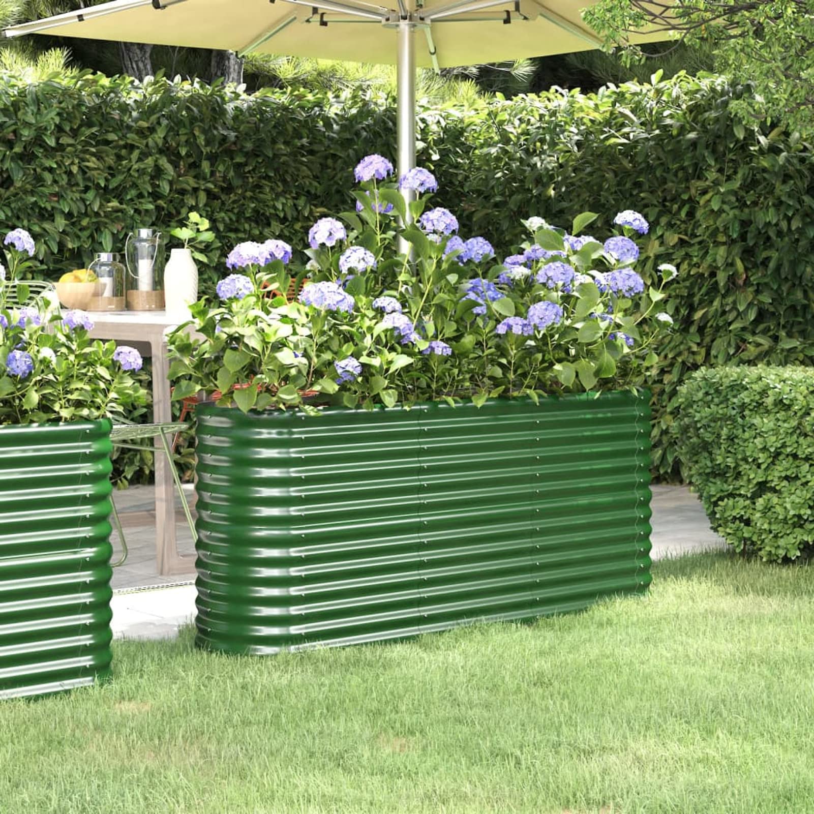IKAYAA Raised Beds for Garden Metal Raised Bed Galvanised Steel Outdoor Planters Garden Planter for Herb Growing Fruits Flower -green-152 x 40 x 68 cm
