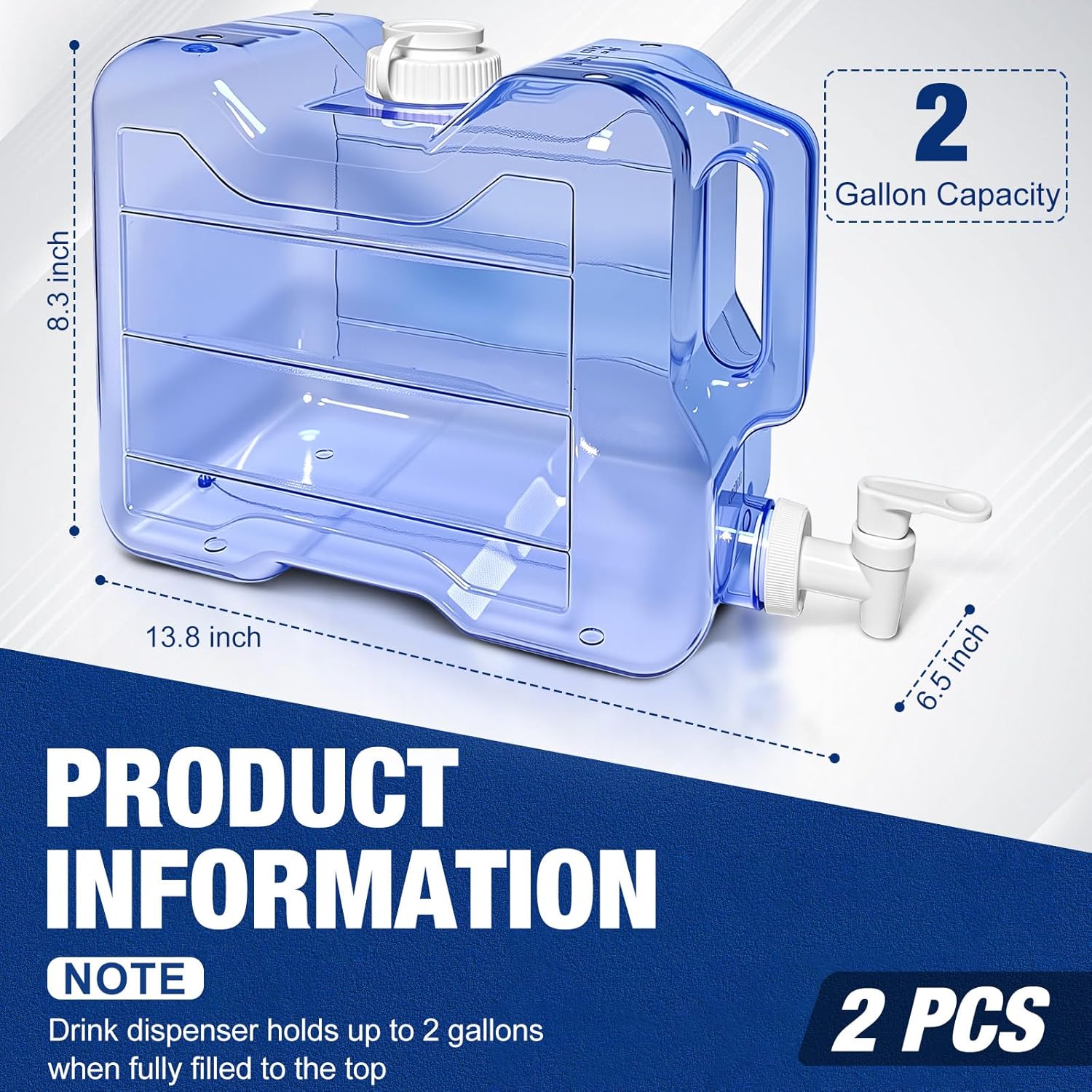 2 Pack Fridge Water Dispensers Bottle with Leak-proof Spigot and Convenient Handle Reusable Plastic Juice Beverage Dispenser Water Jug for Party Refrigerator Drink Iced Tea Juice Storage - Image 2