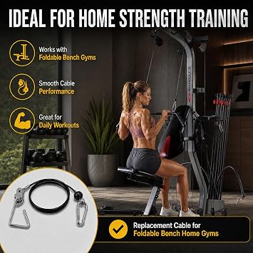 43” Cable Set for Bowflex Home Gym, 2 Pack Cable with Hook Assemblies & Clips, Compatible with Bowflex Sport, Classic, PR1000, Power Pro, Blaze, Xtreme SE, Ultimate, Pro XTL, Sport Plus, Elite XL