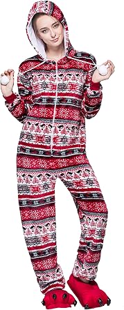 Honeystore Womens 1-Piece Red Bird Printed Playsuit Jumpsuit Pajama Cosplay