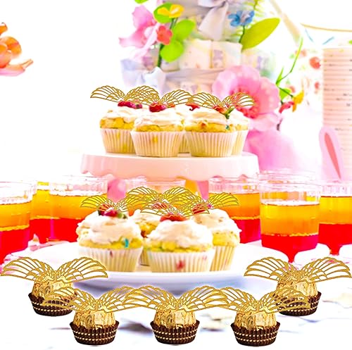 Miniatura 5 de 100 piezas de decoración de chocolate para fiesta de mago, alas doradas, decoración de pastel de ranas de chocolate, decoración de chocolate para
