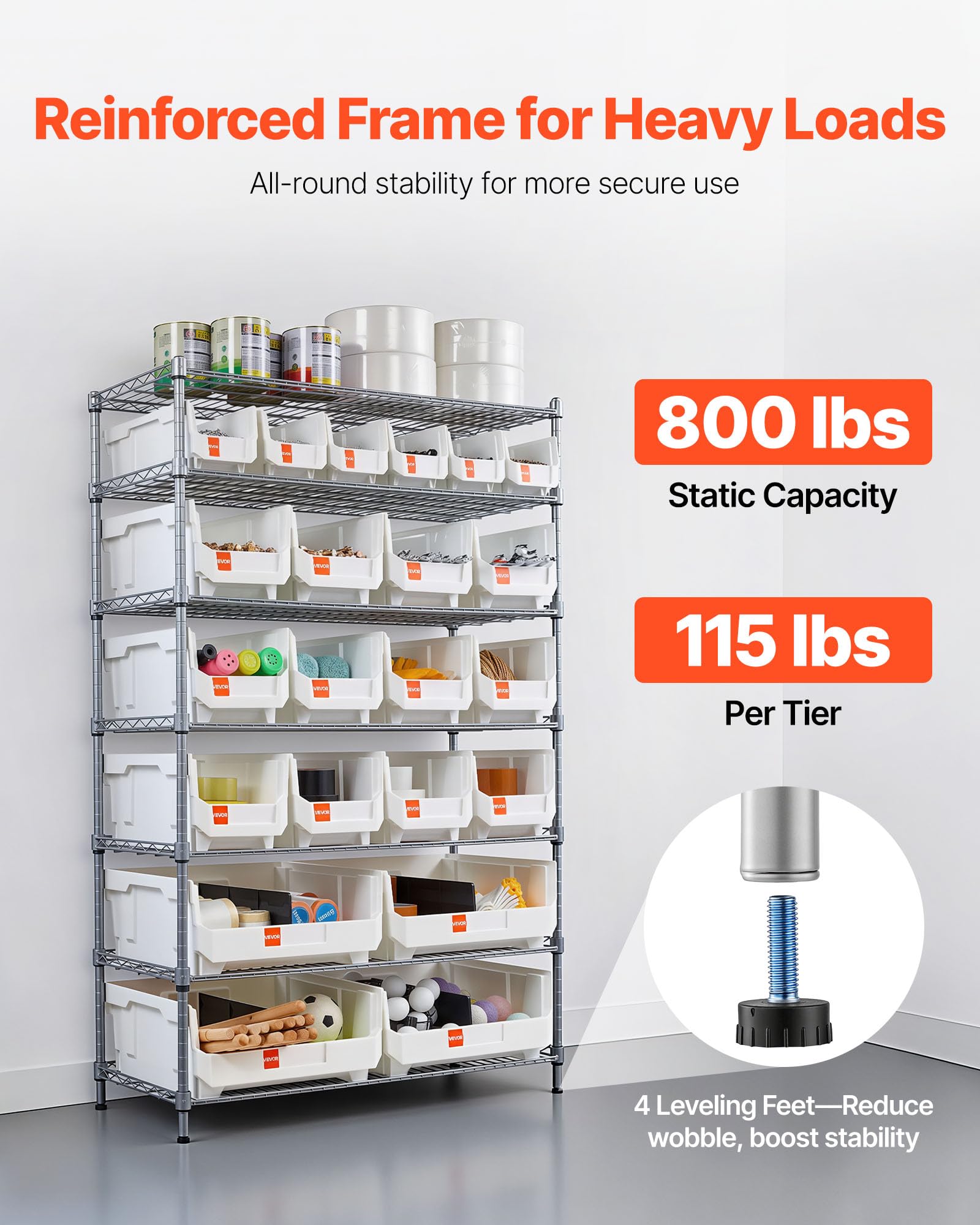 VEVOR Étagère de Rangement Mobile 7 Niveaux Rayonnage sur roulettes 22 Bacs pour Garage, Entrepôt, Bureau, Restaurant, Salle de Classe, Cuisine, en Fil d'acier, avec roulettes Pivotantes et 2 Freins