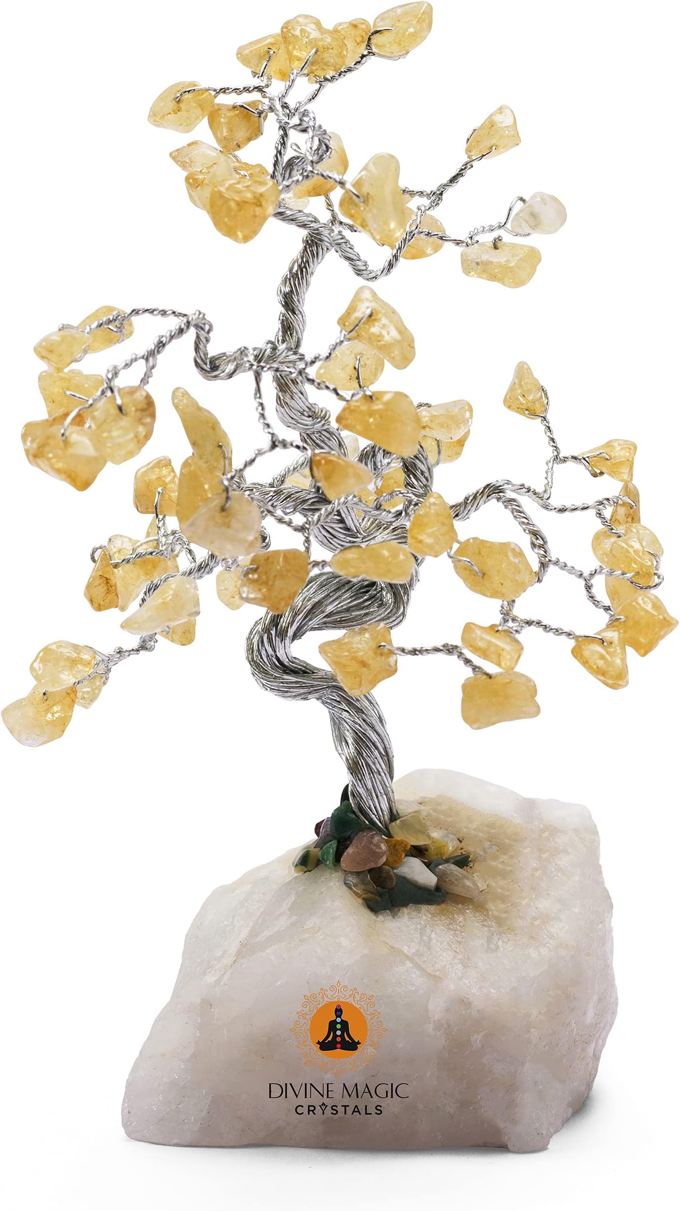 Handmade Yellow Crystal Healing Money Tree Living Room Feng Shui Wealth Good Luck Citrine Tree Decor Abundance and Prosperity Gifts