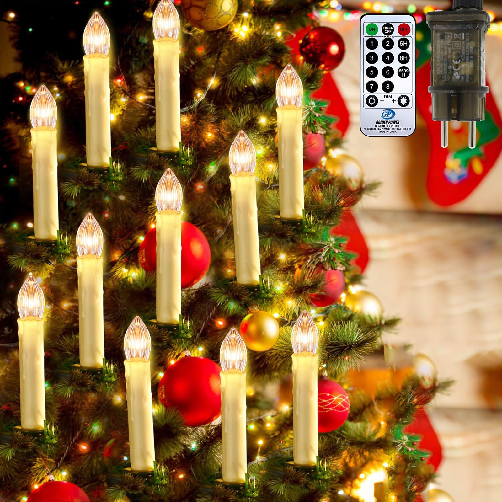 MUSUNIA LED Christbaumkerzen mit Fernbedienung Timer LED Kerzen Weihnachtsbaum Warmweiß Weihnachtsdeko Lichterkette Innen Außen Wasserdicht