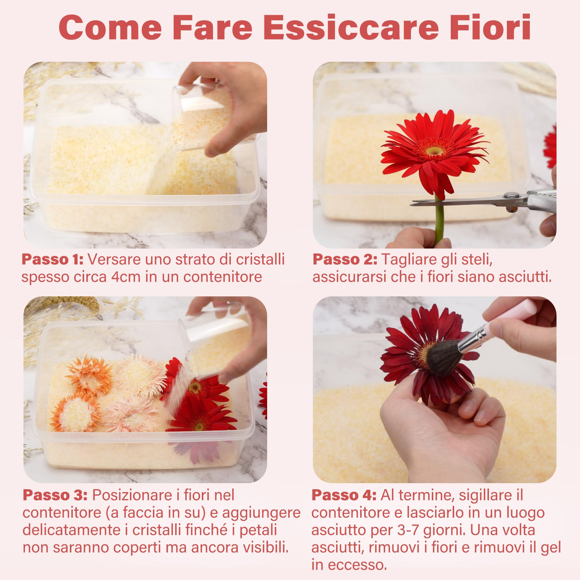 LotFancy Gel di Silice per Essiccazione dei Fiori 2,5 LBS (1,13kg), Cristallo di Silicio per Essiccare Fiori Riutilizzabile con Indicatore, Cristalli Fini < 1 mm