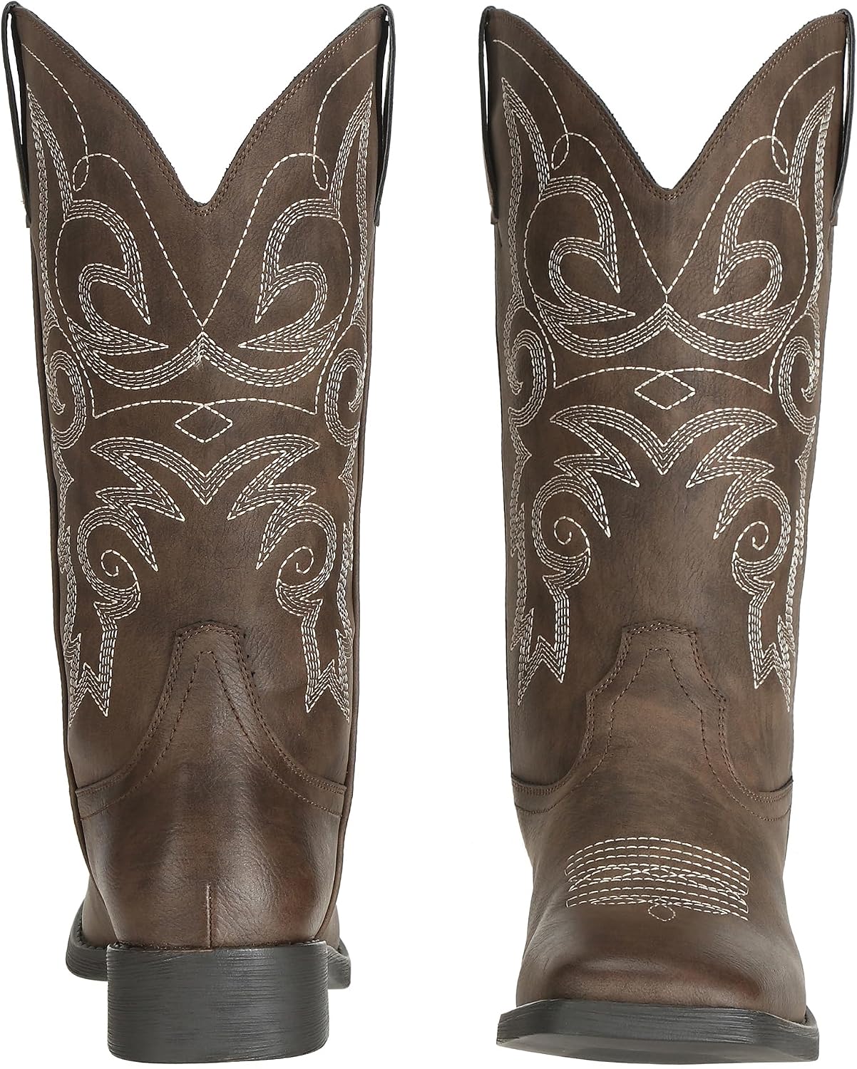 SheSole Women's Embroidered Square Toe Cowboy Cowgirl Boots – Chunky Low Heel Mid Calf Western Fashion Boots for Country Concert Theme Party