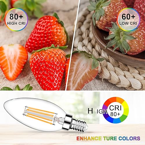 Miniatura 7 de Ascher - Paquete de 5 unidades de bombillas LED candelabro E12, equivalente a 60 vatios, 550 lúmenes, luz blanca cálida de 2700 kelvin, bombillas