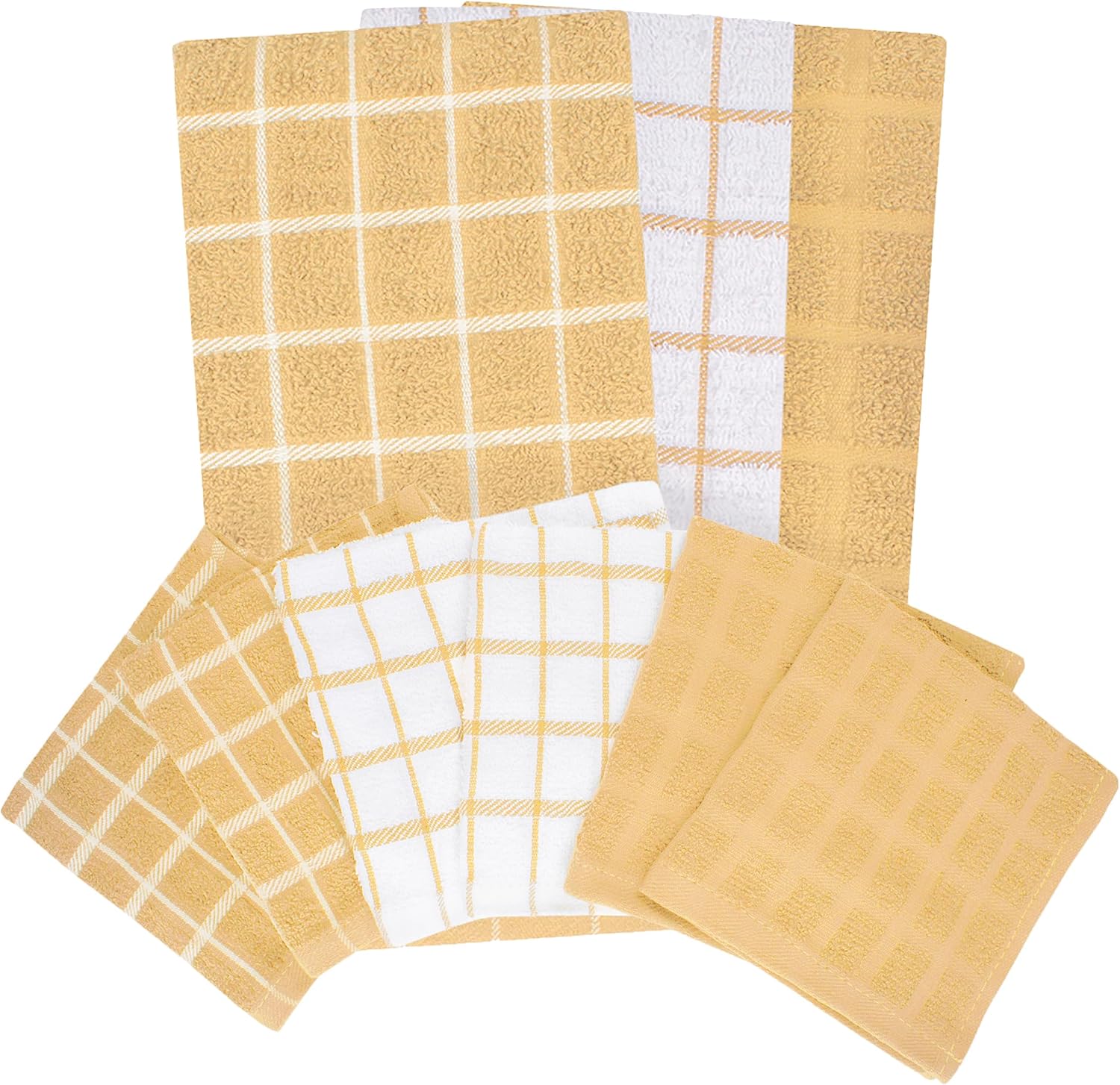 Ritz Premium 3-Pack Kitchen Towel & 6-Pack Dish Cloth Set - Highly Absorbent, Super Soft, Long-Lasting, 100% Cotton Terry Drying Cleaning Cloths, Straw image 2