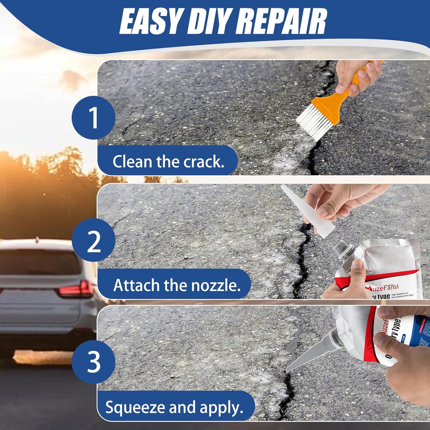 Concrete Crack Filler, Concrete Crack Repair Sealant, Weather-Resistant Crack Caulking Glue, Fast-Drying Crack Repair Adhesive for Slabs, Sidewalk, Foundation & Garage – Indoor Outdoor Use (5 Pack)
