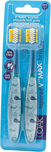 Miniatura 3 de Cepillo de dientes alimentado por batería para niños, cerdas cónicas V++Max, cara feliz, 2 unidades (paquete de 1), color rosa