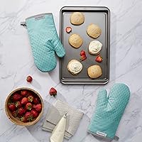 Vista 2 de KitchenAid Asteroid - Juego de 2 manoplas de horno, color aguamarina, 7 x 12.5 pulgadas