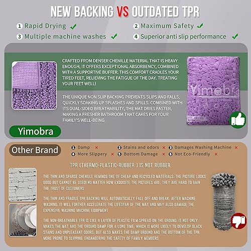 Miniatura 33 de Yimobra - Tapete de baño largo de felpilla, grande de 55.1 x 24 pulgadas, microfibra gruesa, absorbente, extrasuave, antideslizante, peludo, lavable