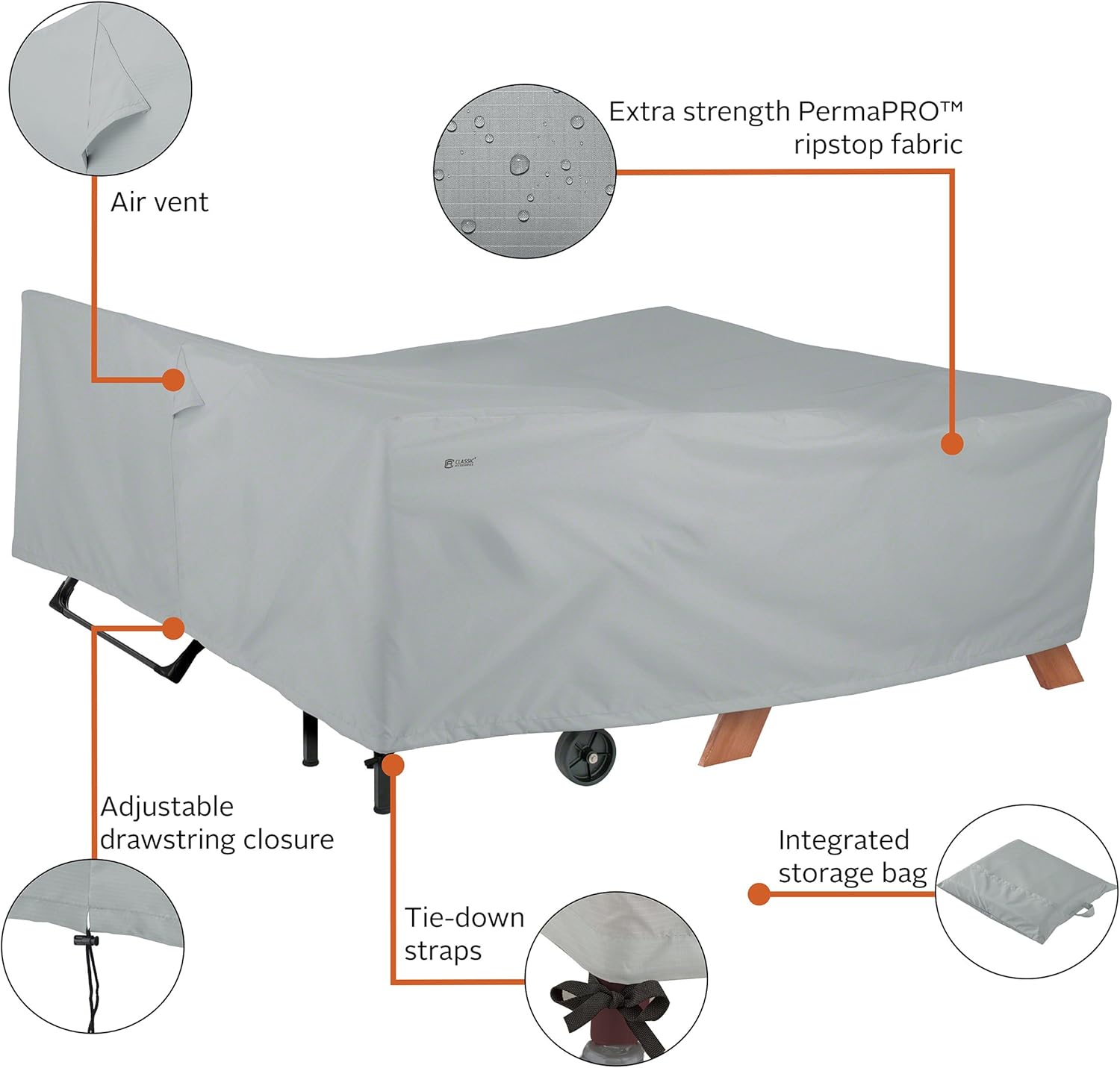 Classic Accessories PermaPRO™ General Purpose Furniture Cover - Lightweight Ripstop and Water Repellent Cover (80-410-041001-RT)