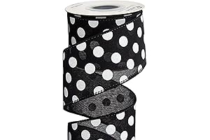 Ribbli Black and White Polka Dot Wired Burlap Ribbon
