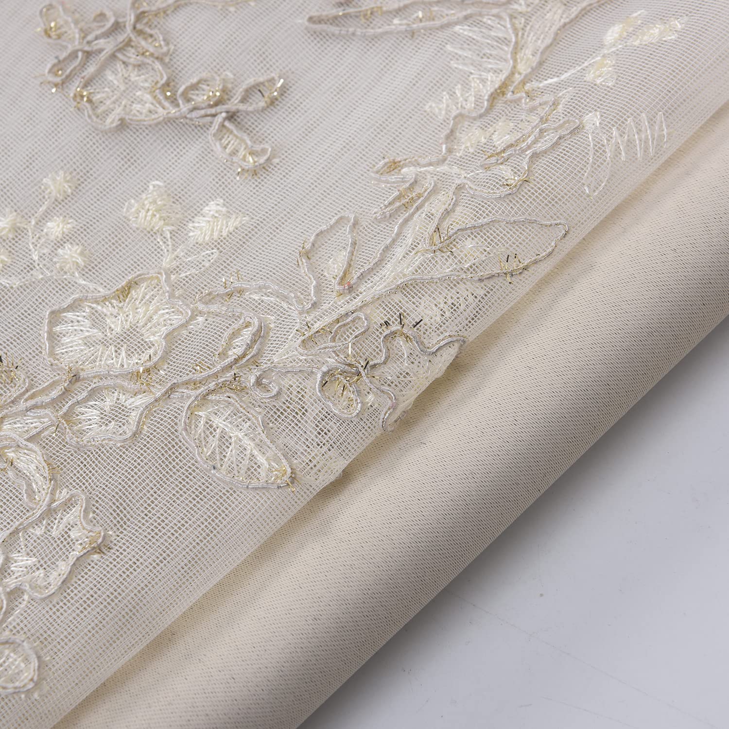 Tende a doppio strato con tulle trasparente ricamato 132 x 243 cm beige GYROHOME