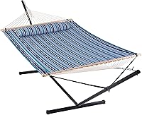 Vista 20 de ANOW Hamaca para 2 personas con barras separadoras y almohada desmontable, hamaca acolchada para exteriores e interiores, capacidad de peso de 450