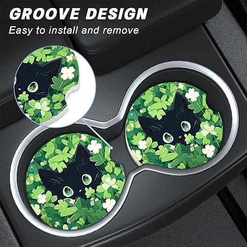 Miniatura 6 de Portavasos para automóvil, paquete de 2 posavasos universales antideslizantes con una muesca para el dedo, tapete para la mayoría de interiores de