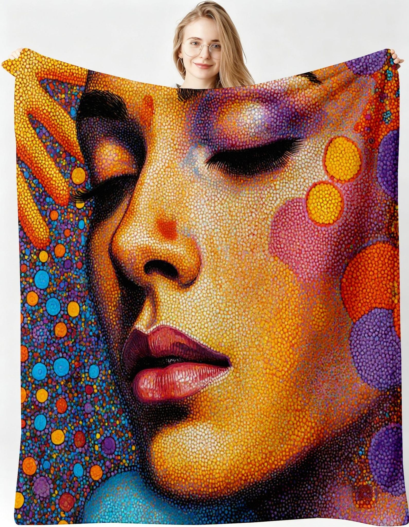 Manta 220x240 cm Mujer Naranja Franela Polar para Cama 135/150-A14