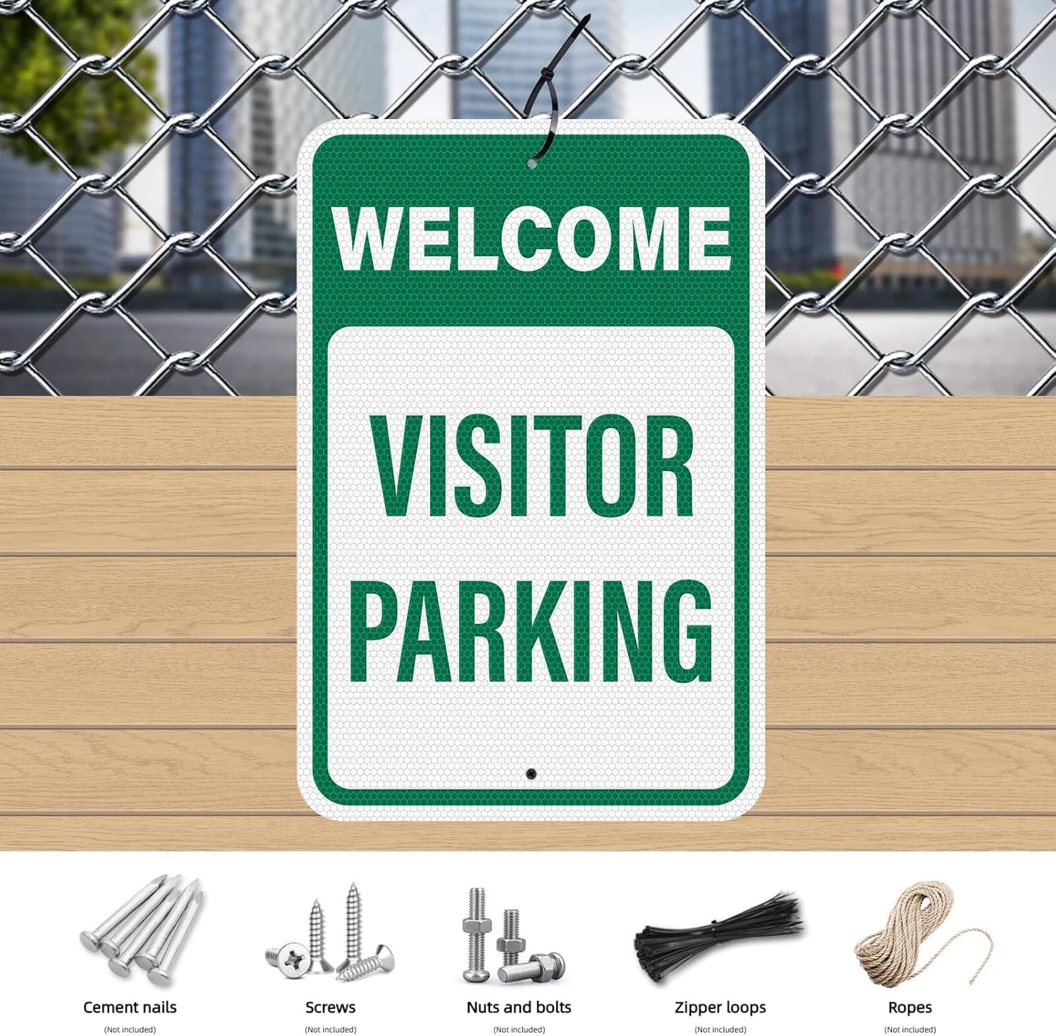 2 Pack Welcome Visitor Parking Sign 18 × 12 Inches High Reflective Weatherproof Aluminum Safety Signage with Pre-Drilled Holes for Home Office Yard Private Driveway