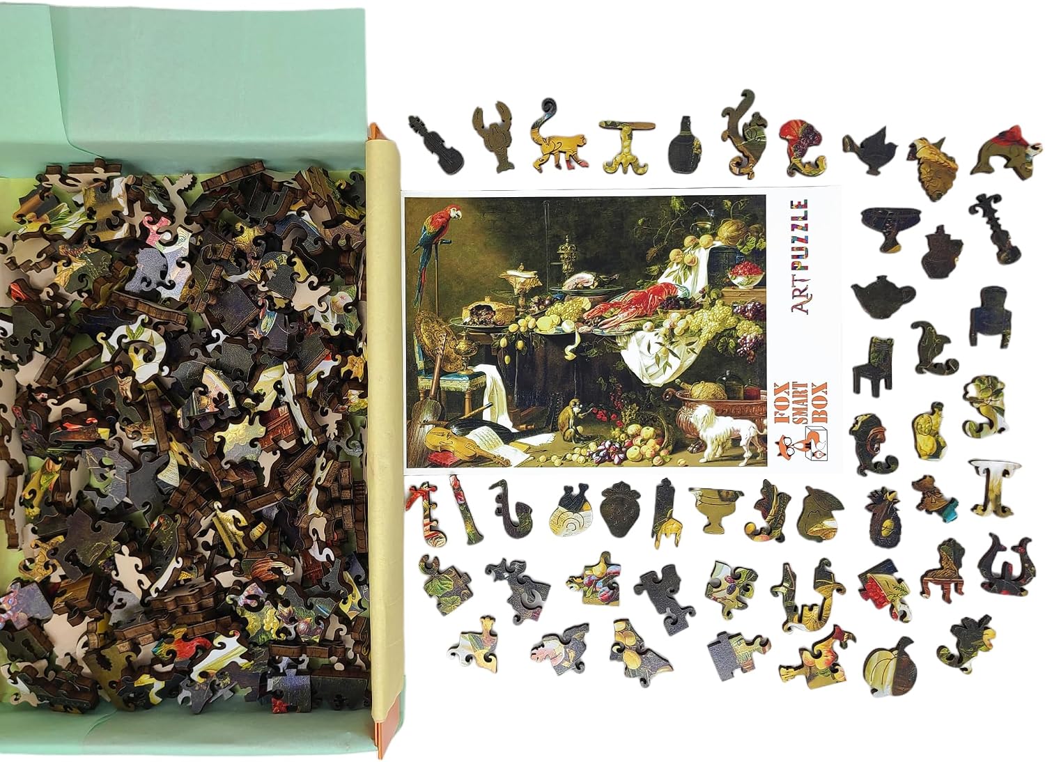 Wooden Puzzle for Adults - Uniquely Shaped Pieces - Made in The USA by FoxSmartBox - 262 Pieces - Banquet Still Life