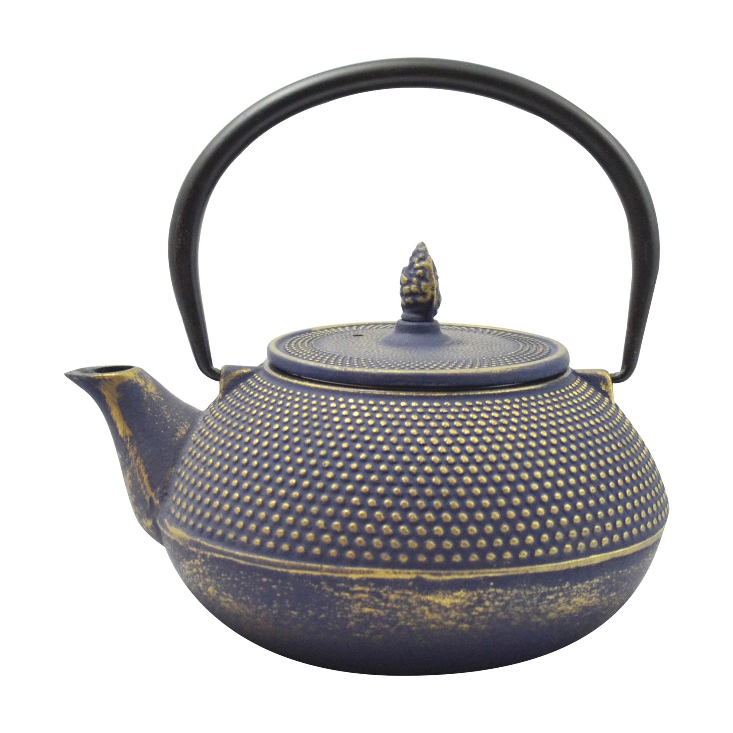 Ja by Frieling Arare Théière en fonte bleu/doré avec infuseur en acier inoxydable, 1,2 l