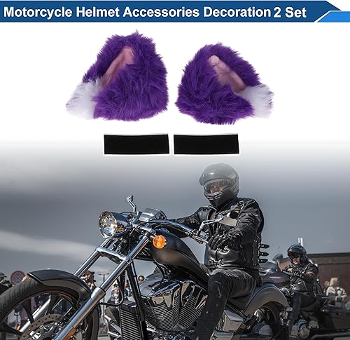 Miniatura 2 de Accesorios para casco de motocicleta, decoración de orejas de felpa para motocicleta, bicicleta, esquí, cascos degradados, morado y blanco, 2