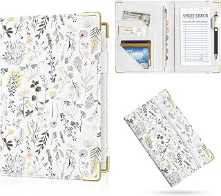 Server Book,7 Pocket Zipper Organizer,Server Books for Waitress | Portable 8x5 Inch,High Volume,Elastic Closure,Metal Corner Protectors,Easy To Clean,Multi-Scene Use,Fits Most Server Aprons