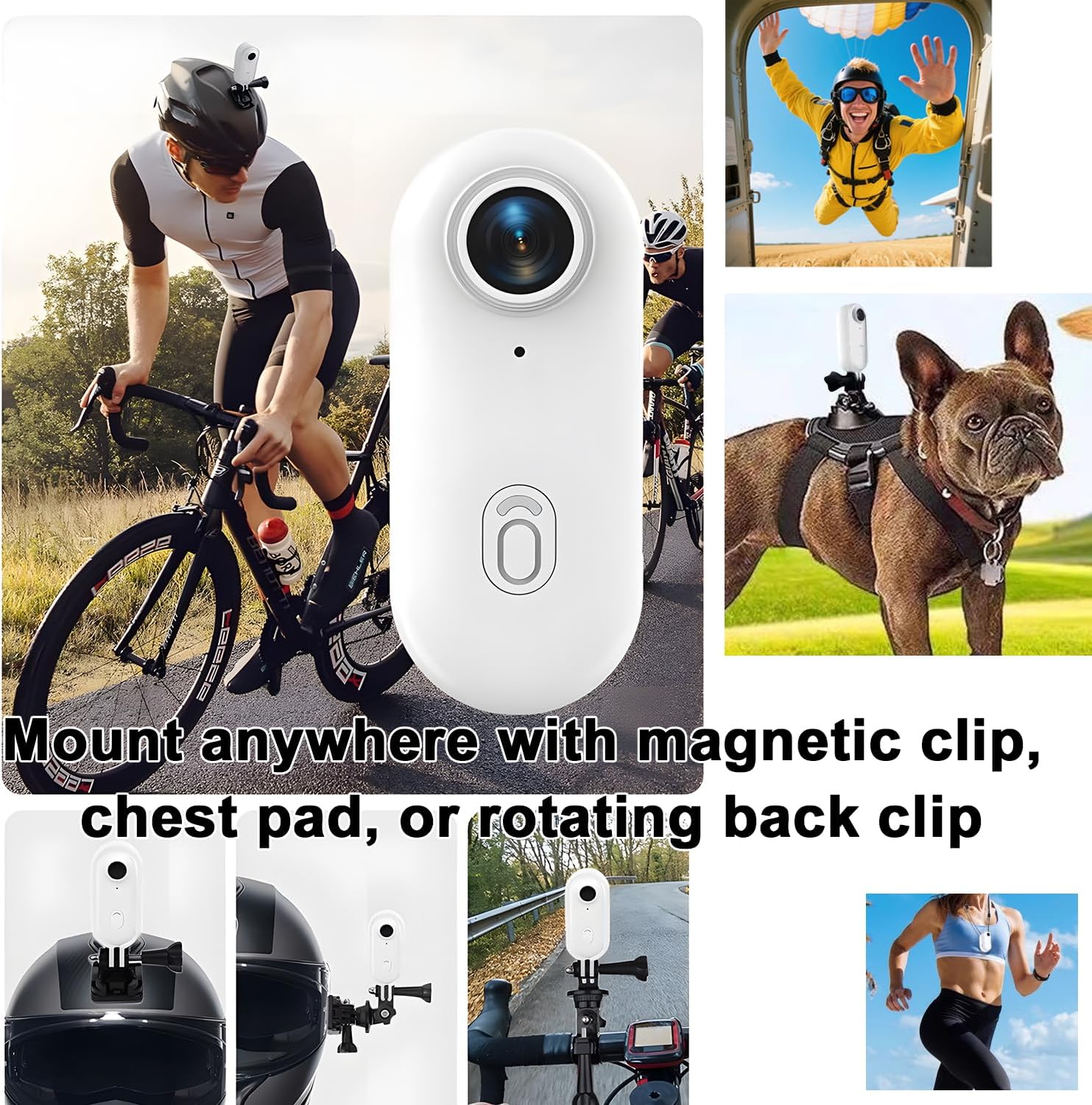 4k Mini Body Camera，Small WiFi Action Camera，Sports Cam Wearable，Magnetic Necklace Thumb Camera for Lecture, Cycling, Travel, Pet Walking Outdoors Activities (4K White-128G)