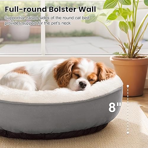 Miniatura 6 de Love's cabin Cama acolchada redonda para gatos y perros, cama para mascotas de 25 pulgadas para perros pequeños o medianos, parte inferior