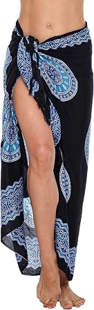 SHU-SHI Womens Beach Swimsuit Cover Up Flower Sarong Wrap with Coconut Clip