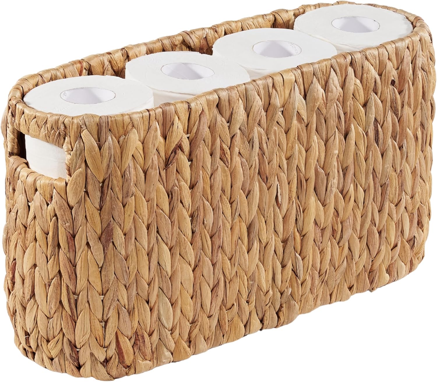 Toilet Paper Storage Basket, Toilet Paper Holder With Storage for Up to 8 Rolls, Coastal Bathroom Decor, Rattan Bathroom Accessories (Natural, 6 Mega Rolls)
