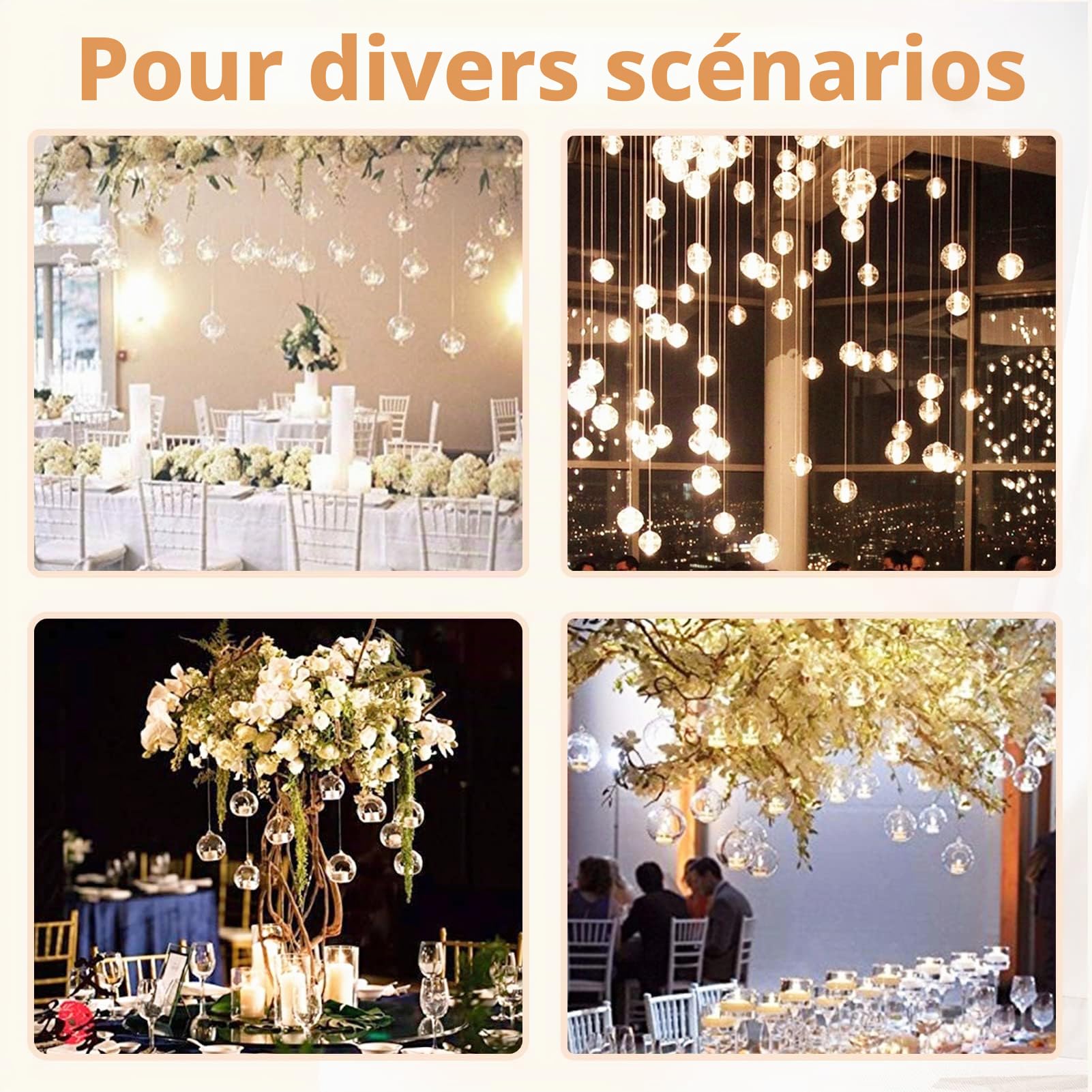 NUPTIO Porte-Tealight Suspendu en Boule de Verre: Photophore Boules | 12 Pièces 8cm Globe Bougeoirs Plante Terrariums Jardin Miniature Jardinières Maison Noël D'intérieur Bricolage Cadeaux