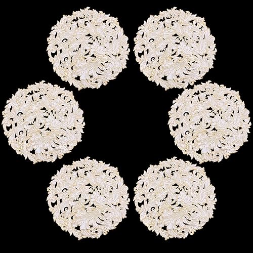 Miniatura 8 de HANNE Vinly - Juego de 6 manteles individuales redondos de plástico, resistentes al calor, de 15 pulgadas, lavables, huecos, para comedor (juego de