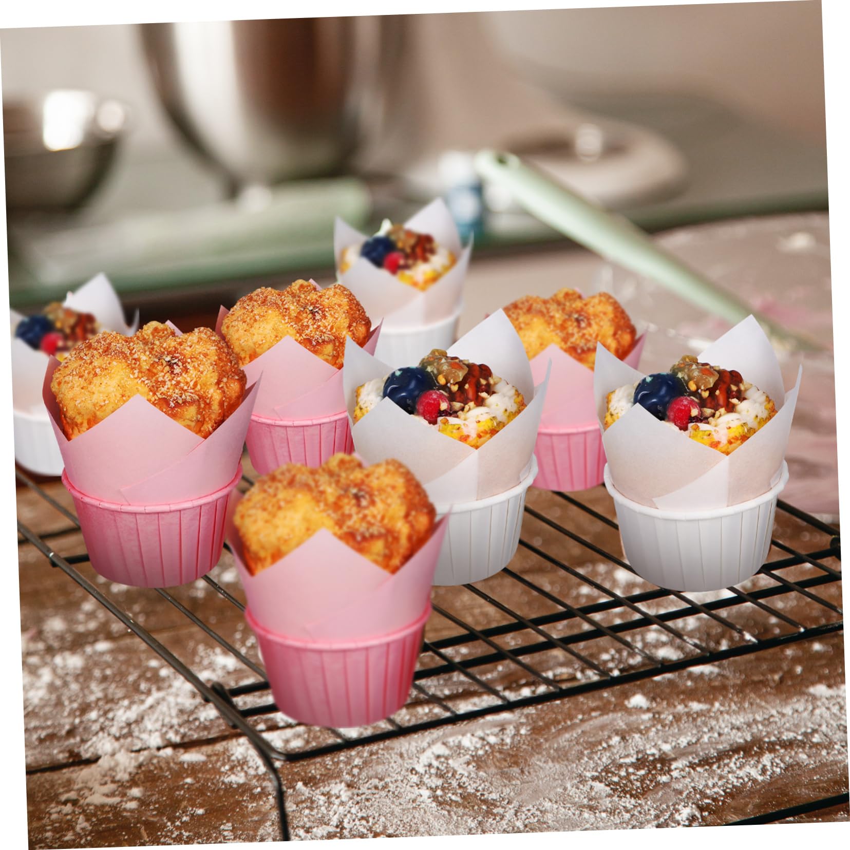 Moldes de Papel para Muffins 200 Piezas de Papel de Hornear | Uso Desechable, Superficie Lisa y Resistente a Altas Temperaturas, para Fiestas y Cumpleaños