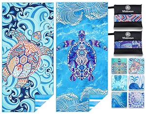 2 Pack Microfiber Lightweight Beach Towel Sand Free Quick Dry Absorbent Thin Compact Towels for Swimming Pool Camping