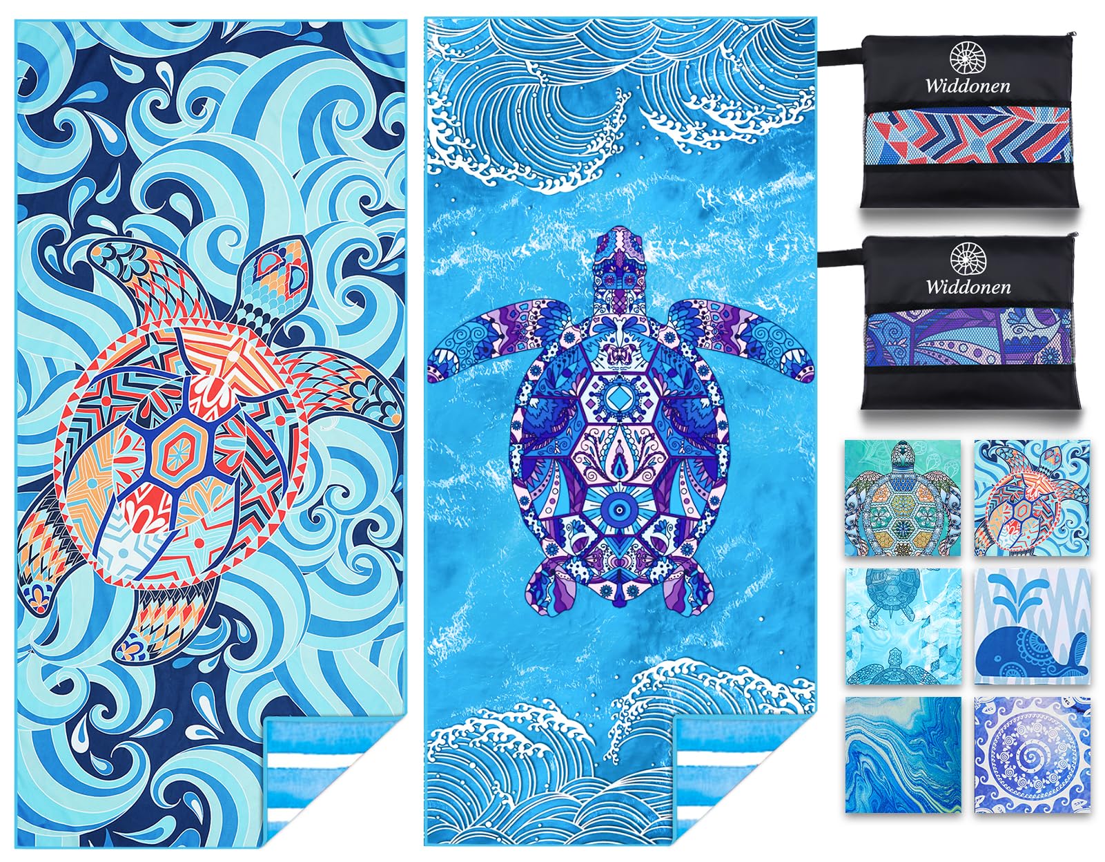 2 Pack Microfiber Lightweight Beach Towel Sand Free Quick Dry Absorbent Thin Compact Towels for Swimming Pool Camping Beach Accessories Large Easy Pack Travel Things for Vacation Essentials Gift